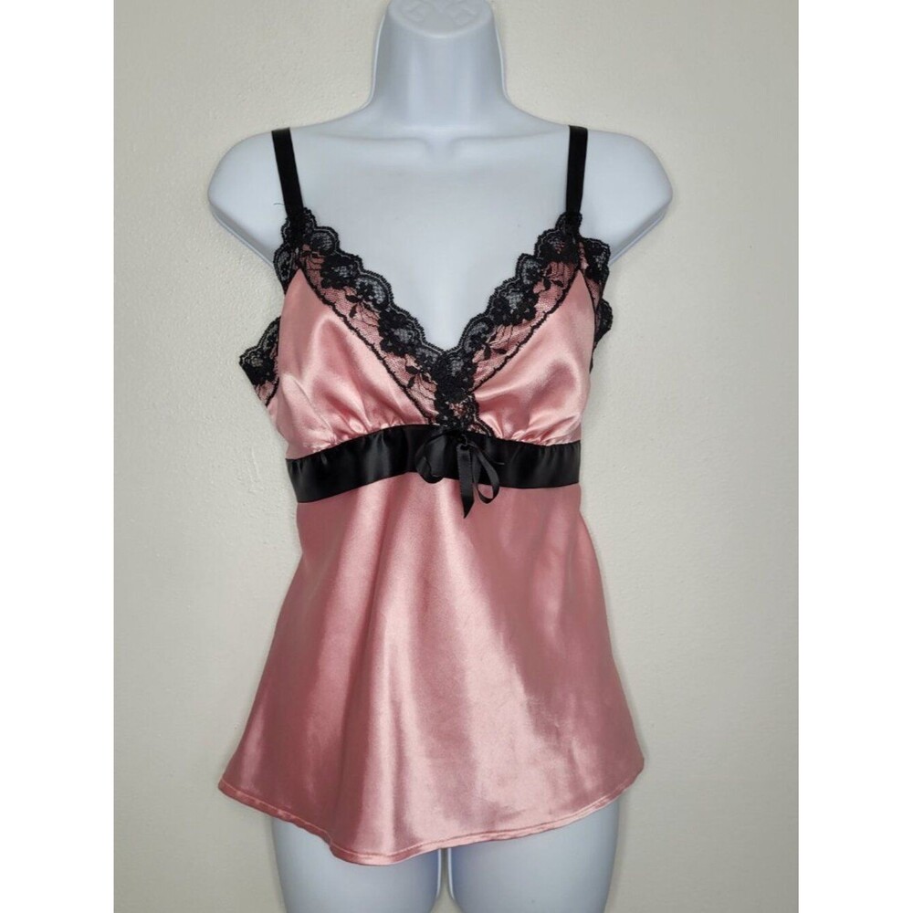 Y2k Heart Soul pink black babydoll lace sexy going out party top size Large
